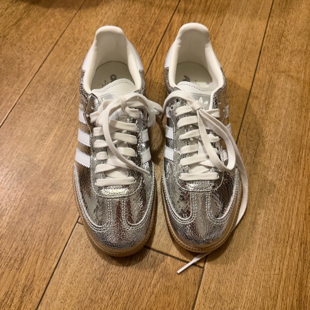 Adidas Metallic Silver Samba Sneakers